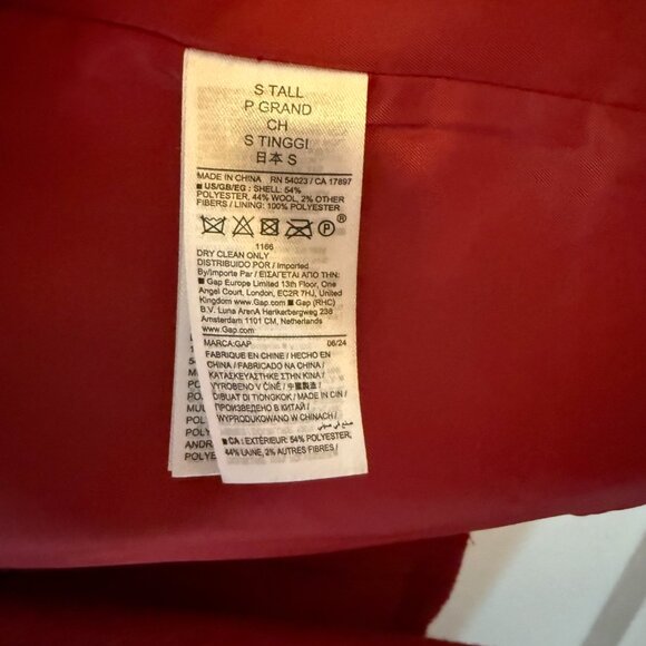 GAP Red Wool Peacoat Classic Style - Picture 5 of 5